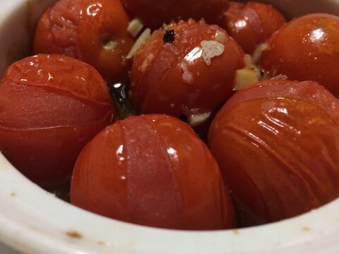 レンチンで簡単トマトのアヒージョ